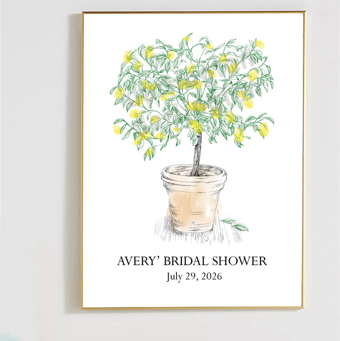 Lemon Tree Wedding Guest Book Alternate, Thumbprint Print, Fingerprint, Rustic Guestbook, Wedding, Bridal Shower, Baby Shower, Birthday