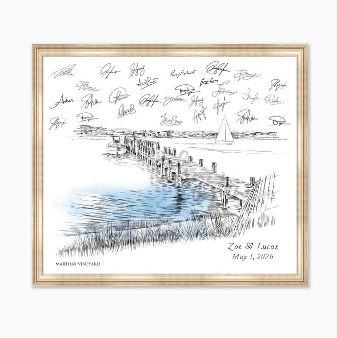 Martha's Vineyard Wedding Guestbook Custom Guestbook Alternative Wedding Sign-in, Unique Guest Book Ideas, Retirement Gift