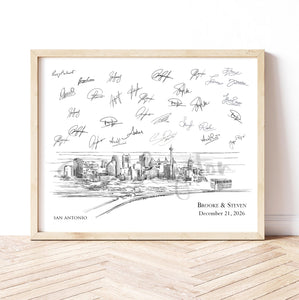 San Antonio Wedding Guestbook Custom Guest Book Alternative, Unique Guestbook Sign-in, Retirement Gift, Skyline Painting