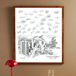 Wedding Guest Book Phoenix Skyline Guestbook Wedding Ideas Custom Alternative Guest Book Wedding Sign-In Reception Decor, Retirement Gift