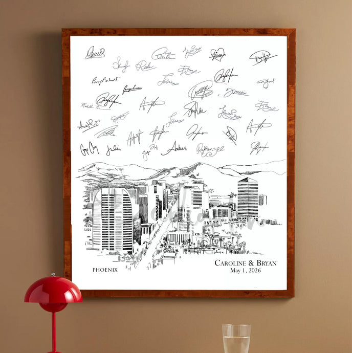 Wedding Guest Book Phoenix Skyline Guestbook Wedding Ideas Custom Alternative Guest Book Wedding Sign-In Reception Decor, Retirement Gift