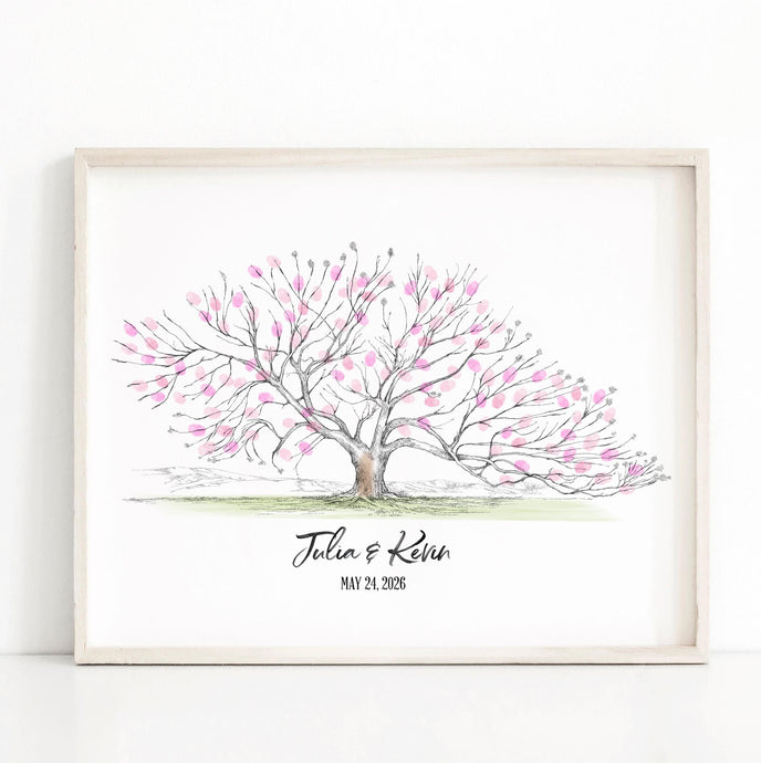 Cherry Blossom Tree Wedding Guest Book Alternative: Thumbprint Guestbook