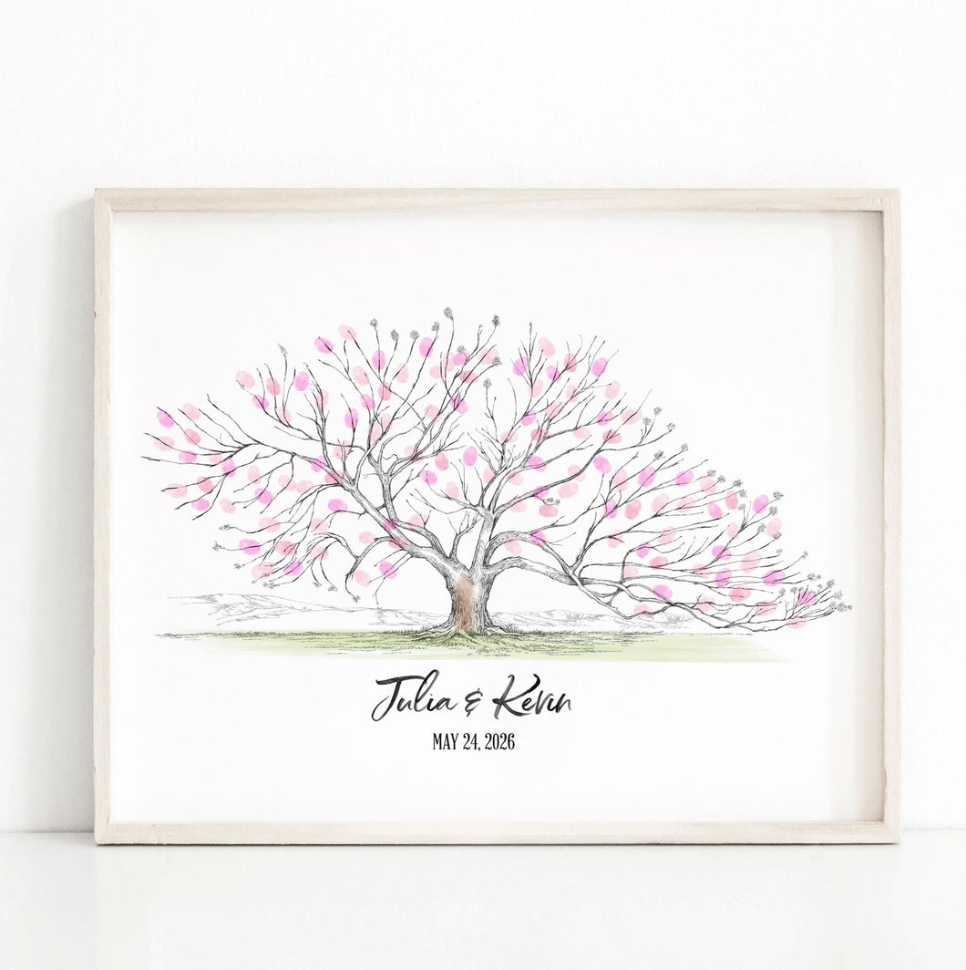 Cherry Blossom Tree Wedding Guest Book Alternative: Thumbprint Guestbook