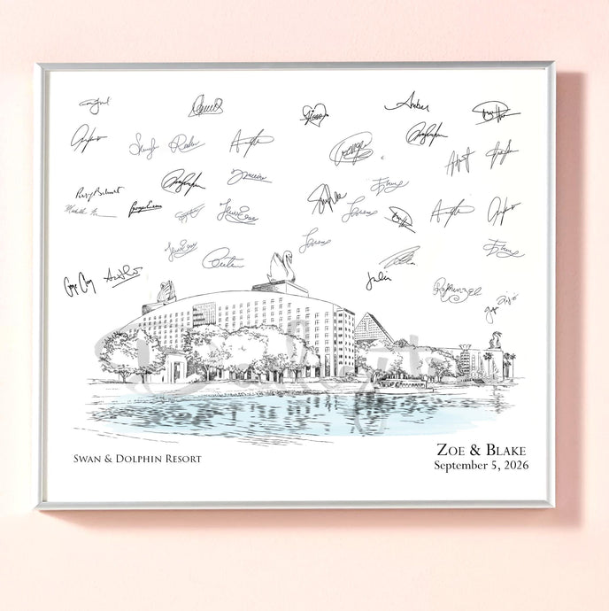 Venue Wedding Guest Book Swan & Dolphin Resort Alternative Guestbook Disney World Wedding Custom Guestbook Sign -In