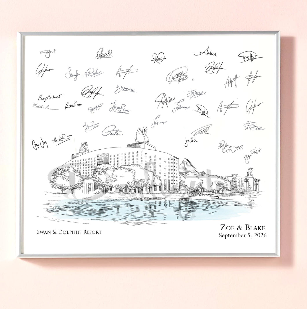 Venue Wedding Guest Book Swan & Dolphin Resort Alternative Guestbook Disney World Wedding Custom Guestbook Sign -In