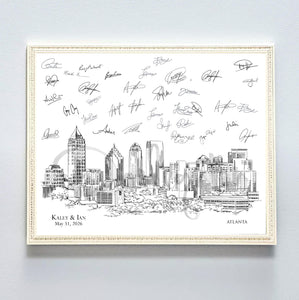 Atlanta Wedding Guest Book Skyline Custom Guestbook Alternative Guestbook Wedding Sign-in Guest Book idea, Retirement Gift