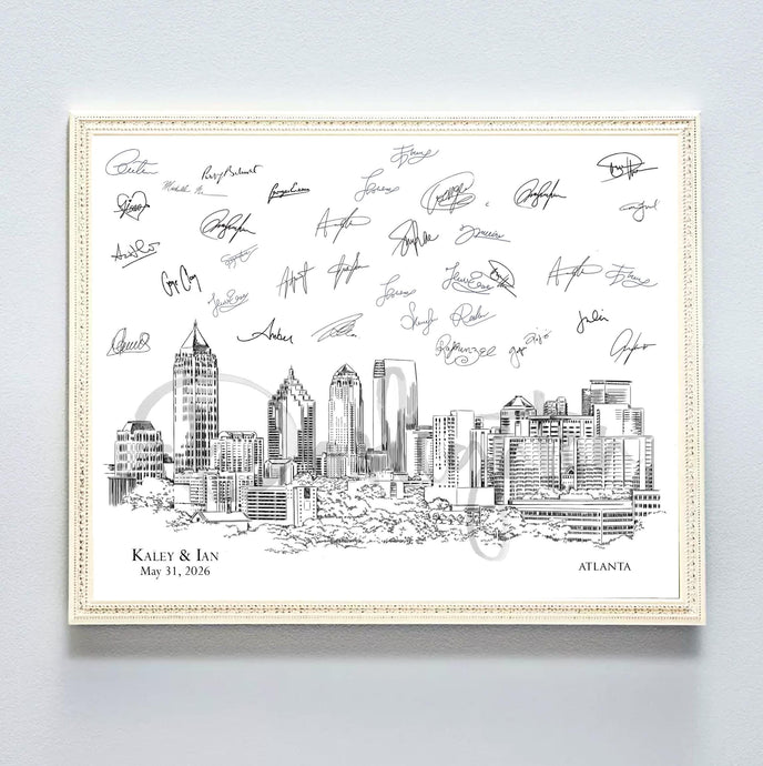 Atlanta Wedding Guest Book Skyline Custom Guestbook Alternative Guestbook Wedding Sign-in Guest Book idea, Retirement Gift