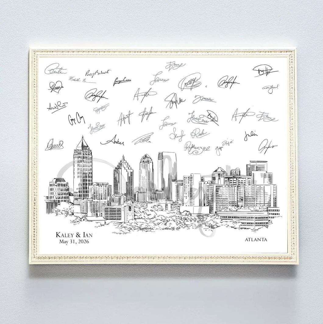 Atlanta Wedding Guest Book Skyline Custom Guestbook Alternative Guestbook Wedding Sign-in Guest Book idea, Retirement Gift