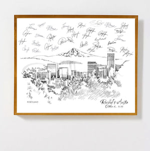 Portland Wedding Guestbook, Unique Guest Book, Skyline, Oregon, Custom Guestbook, Alternative Guest Book, Wedding Sign-in, Guestbook ideas