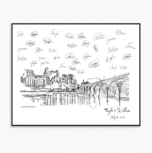 Minneapolis Skyline Guestbook, Wedding Guest Book, Custom, Wedding, Alternative Guest Book, Custom Guestbook, Wedding Sign