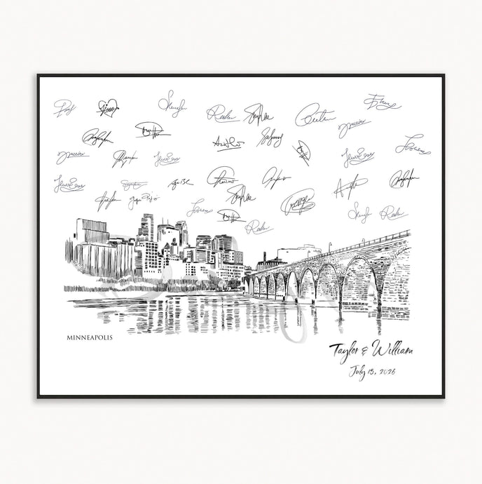 Minneapolis Skyline Guestbook, Wedding Guest Book, Custom, Wedding, Alternative Guest Book, Custom Guestbook, Wedding Sign