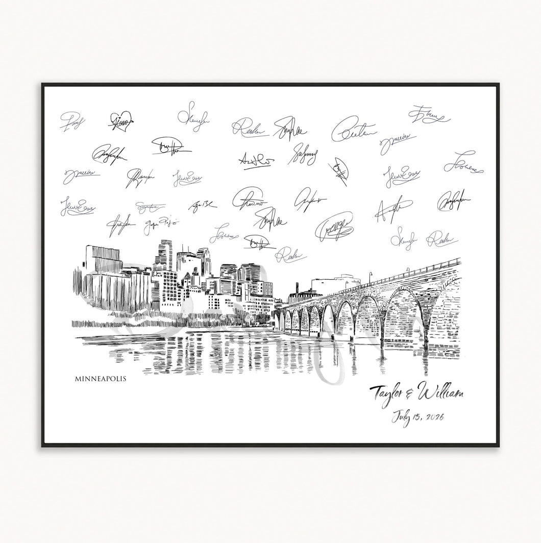 Minneapolis Skyline Guestbook, Wedding Guest Book, Custom, Wedding, Alternative Guest Book, Custom Guestbook, Wedding Sign