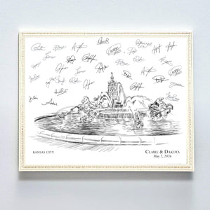 Wedding Guestbook Kansas City Guest Book Alternative Custom Guestbook Sign-in Wedding Skyline Retirement Gift