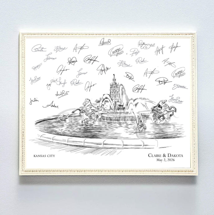Wedding Guestbook Kansas City Guest Book Alternative Custom Guestbook Sign-in Wedding Skyline Retirement Gift