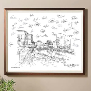 Greenville Wedding Guest Book Custom Alternative Guestbook Wedding Sign-in Skyline Guest Book ideas Retirement Gift