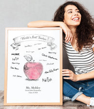 Apple Teacher Gift Print, Worlds Best Teacher, Teacher Gift Idea, Gift for Teacher, End of School Gift, Principle Gift, Teacher Appreciation