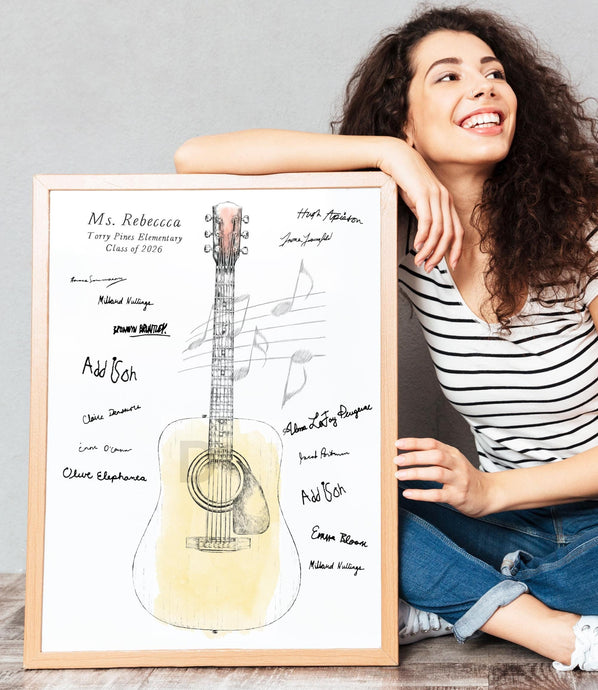 Teacher Gift Guitar Guest Book, Music Teacher Gift, Best Teacher Ever, Teacher Gift Idea, End of School Gift, Teacher Appreciation