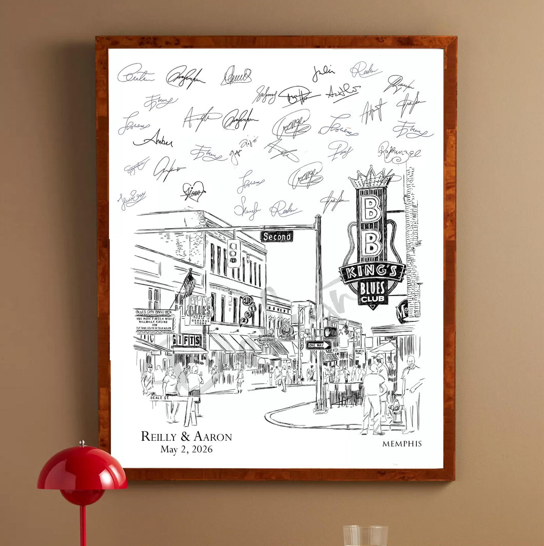 Beale Street Wedding Guestbook Memphis Guest Book BB King Wedding Custom Guestbook Idea Alternative Wedding Sign-In