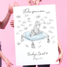 Sweet 16 Guest Book Cinderella's Glass Slipper Bat Mitzvah Guestbook Fairytale Birthday Party Alternative Quince Guest Book