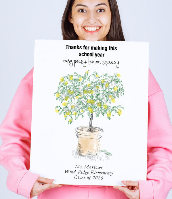 Teacher Fingerprint Lemon Tree Gift: End of Year Class Keepsake