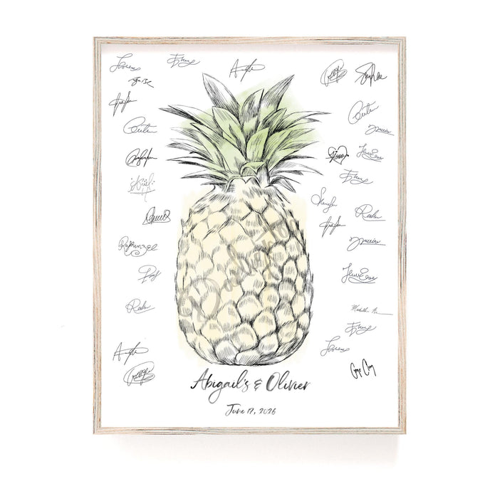 Pineapple Guest Book Hawaiian Wedding Custom Guestbook Birthday Unique Guestbook Personalized Tropical Theme