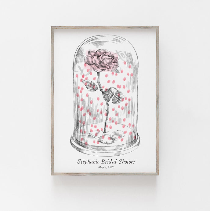 Rose Bridal Shower Guest Book: Thumbprint Keepsake