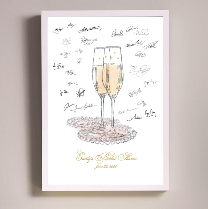 Champagne and Pearls Bridal Shower Guestbook, Guest Book, Fairytale, Bridal Shower Welcome Sign, Bridal Shower Gift, Custom Guestbook ideas