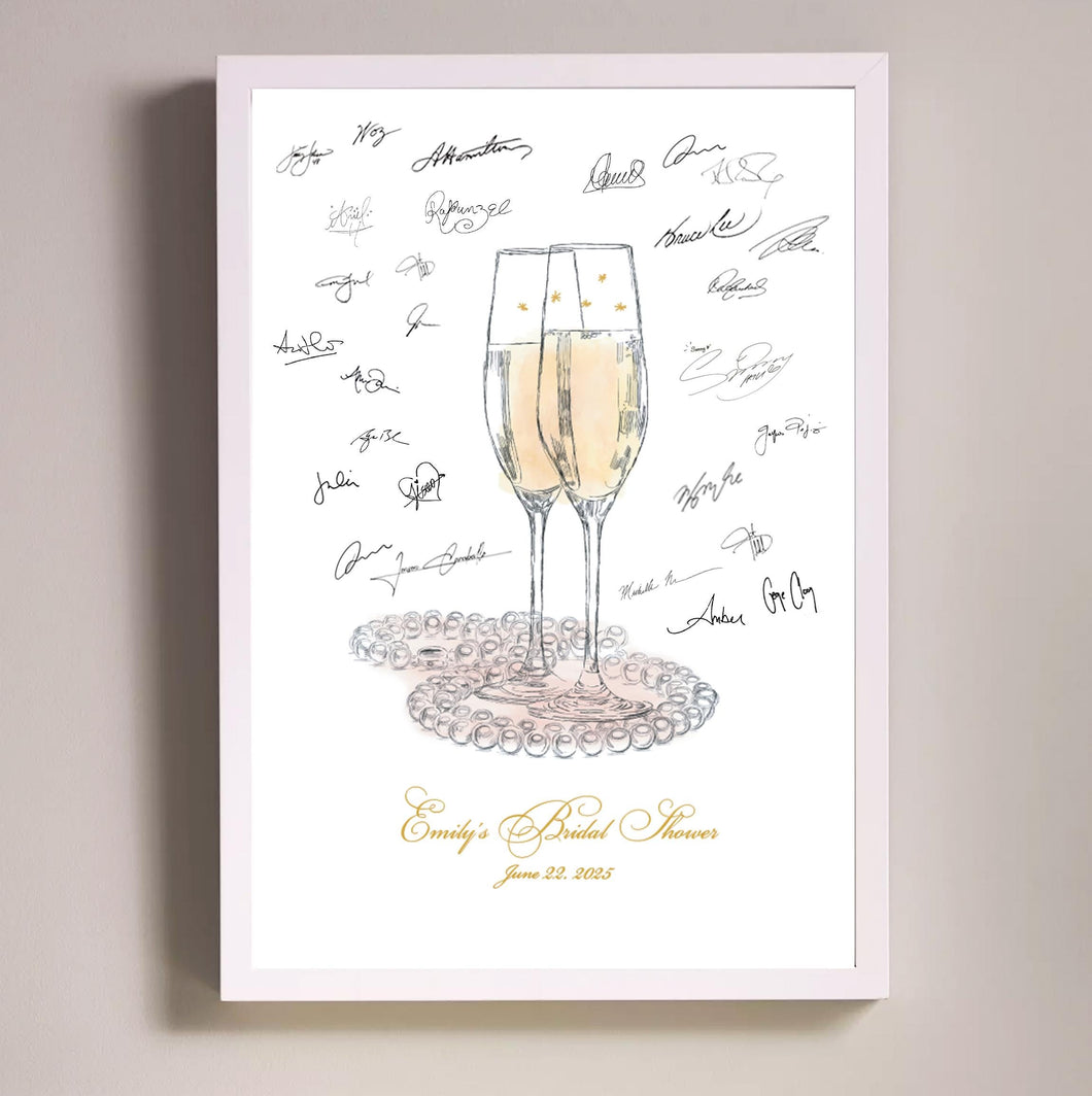 Champagne and Pearls Bridal Shower Guestbook, Guest Book, Fairytale, Bridal Shower Welcome Sign, Bridal Shower Gift, Custom Guestbook ideas
