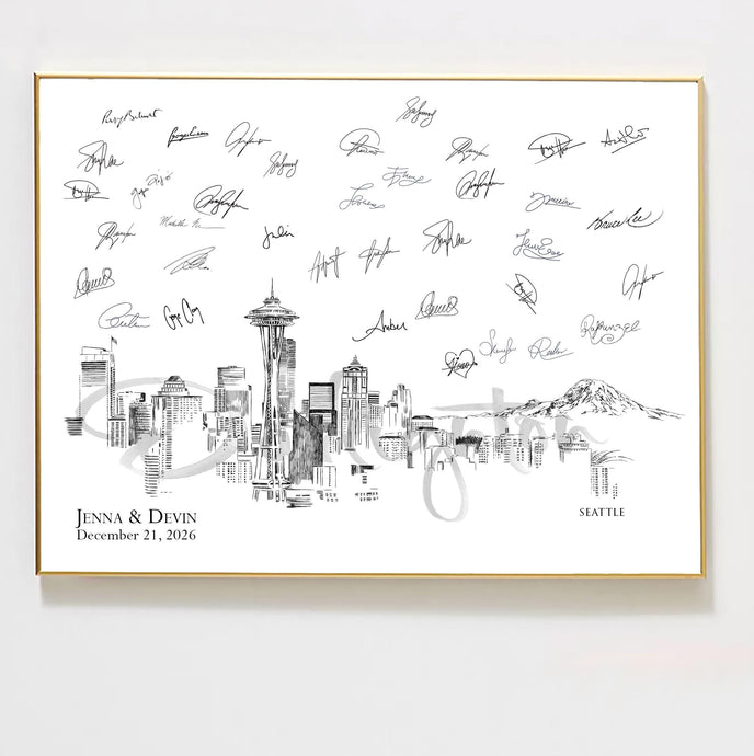 Seattle Wedding Guest Book Unique Guestbook Ideas Custom Guest Book Alternative Guest Book, Wedding Sign-in, Retirement Gift