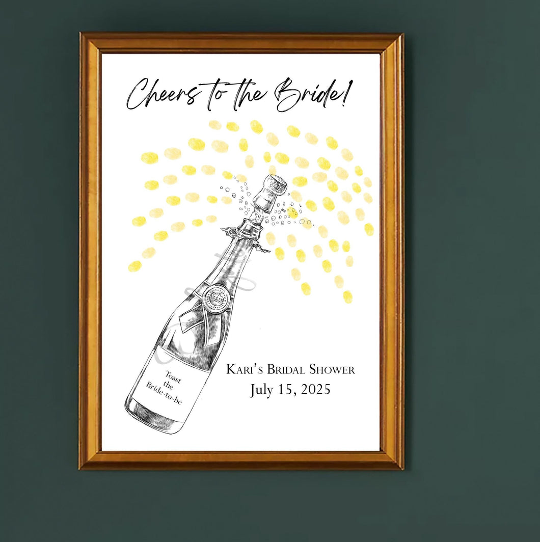 Champagne Bottle Bridal Shower Guest Book: Thumbprint Keepsake