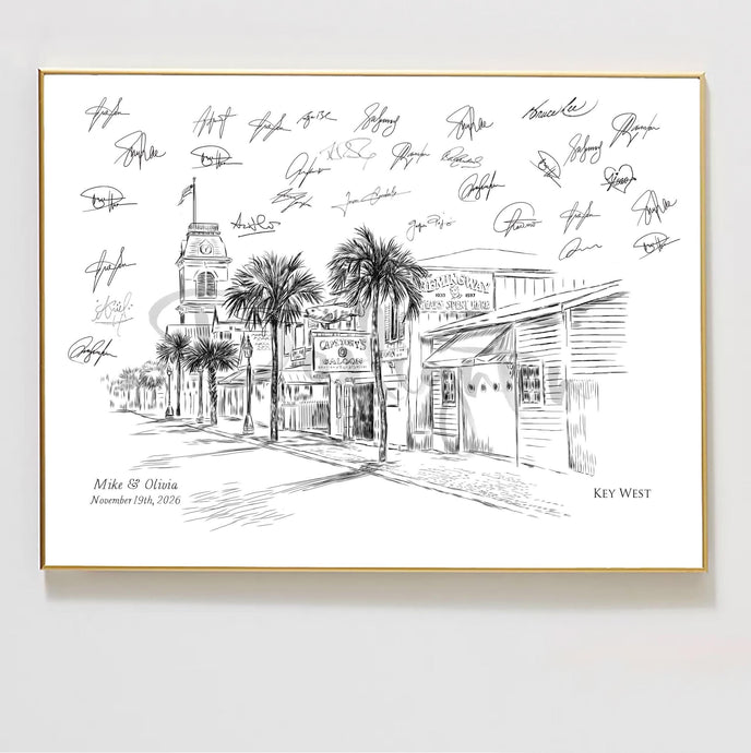 Key West Skyline Guestbook, Beach, Guest Book, Bridal Shower, Wedding, Unique Guest Book, Alternative, Custom Guest Book, Guestbook idea