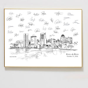 Baltimore Wedding Guestbook, Guest Book, Bridal Shower, Custom Guest Book, Alternative Guest Book, Skyline Guestbook, Wedding Guest Book