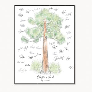 Guest Book Sequoia Tree, Alternative Guest Book Watercolor, Guest Signatures, Guestbook, Yosemite Guestbook, Sequoia National Park, Rustic