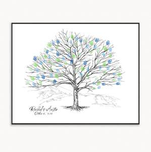 Wedding Guest Book Elm Thumbprint Tree, Fingerprint Guestbook, Rustic Guestbook, Guest Book Ideas, Unique Guest Book, Guest Book Alternative