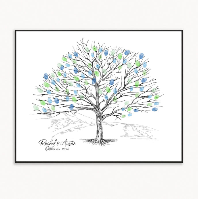 Wedding Guest Book Elm Thumbprint Tree, Fingerprint Guestbook, Rustic Guestbook, Guest Book Ideas, Unique Guest Book, Guest Book Alternative