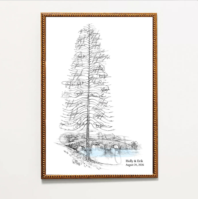 Pine Tree Bridge Guest Book Alternative: Rustic Wedding Sign-in