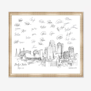 Kansas City Skyline Guestbook, Wedding Guest Book, Unique Guestbook, Custom SkylineGuestbook, Alternative Guest Book, Guest Book Ideas
