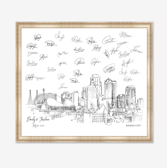 Kansas City Skyline Guestbook, Wedding Guest Book, Unique Guestbook, Custom SkylineGuestbook, Alternative Guest Book, Guest Book Ideas