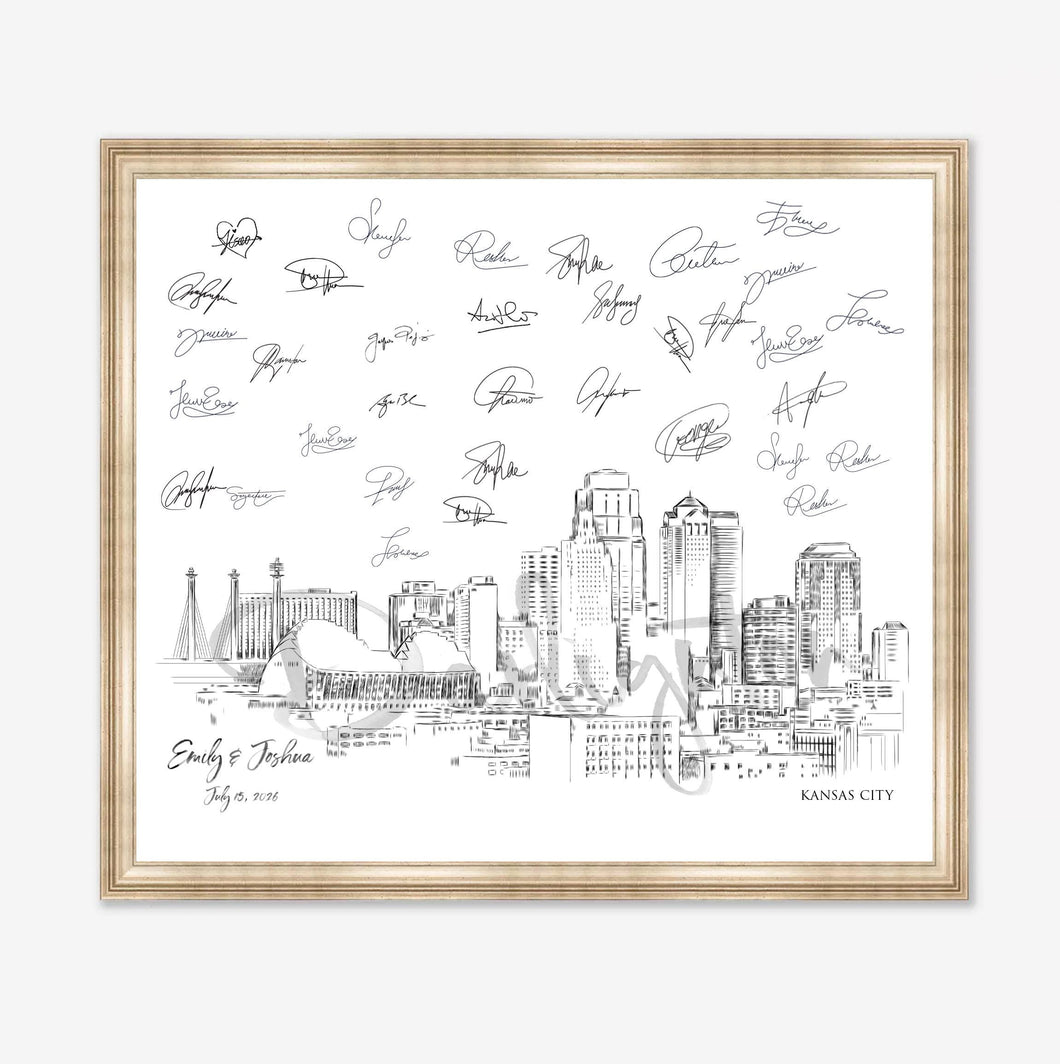 Kansas City Skyline Guestbook, Wedding Guest Book, Unique Guestbook, Custom SkylineGuestbook, Alternative Guest Book, Guest Book Ideas