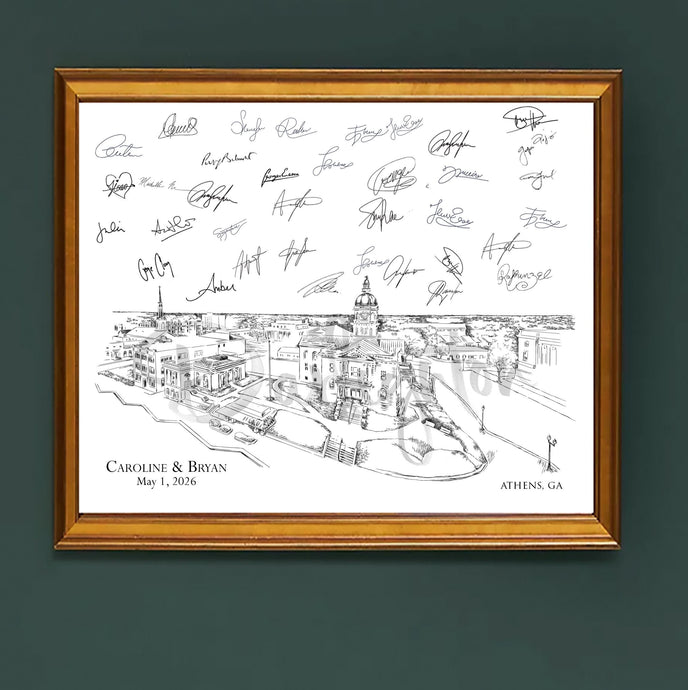 Wedding Guest Book Athens, Georgia Guestbook Wedding Sign-In Custom Guestbook Alternative, Retirement Gift