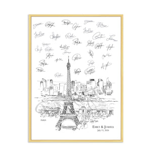 Paris Skyline Guestbook Print, Guest Book, French Themed, Bridal Shower, Wedding, Custom, Alternative, Wedding Sign-in (8 x 10 - 24 x 36)