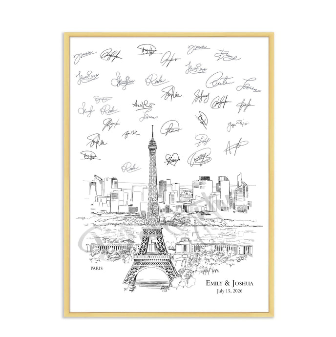 Paris Skyline Guestbook Print, Guest Book, French Themed, Bridal Shower, Wedding, Custom, Alternative, Wedding Sign-in (8 x 10 - 24 x 36)