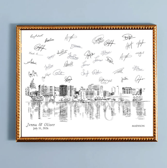 Madison Wedding Guest Book Skyline Custom Guestbook Alternative Wedding Sign Guestbook Sign-in Personalized Guest Book idea, Retirement Gift