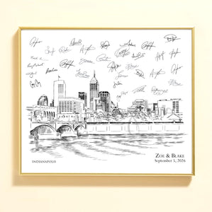 Indianapolis Wedding Guest Book Custom Skyline Alternative Guestbook Wedding Sign-in Guestbook idea, Retirement Gift