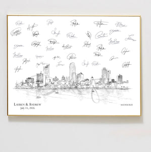 Milwaukee Guestbook, Wedding Guest Book, Unique Guestbook, Custom Guestbook, Alternative Guestbook, Wedding Sign-in, Skyline Guest Book Idea