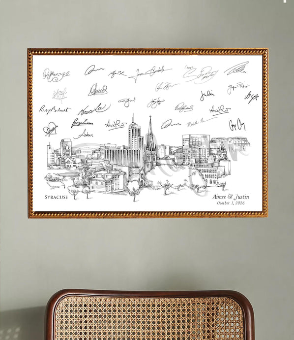 Syracuse Skyline Wedding Guest Book Alternative: Personalized Sign-In