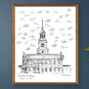 Independence Hall Wedding Guestbook Philadelphia Guest Book Custom Alternative Guestbook Wedding Sign-In, Retirement Gift