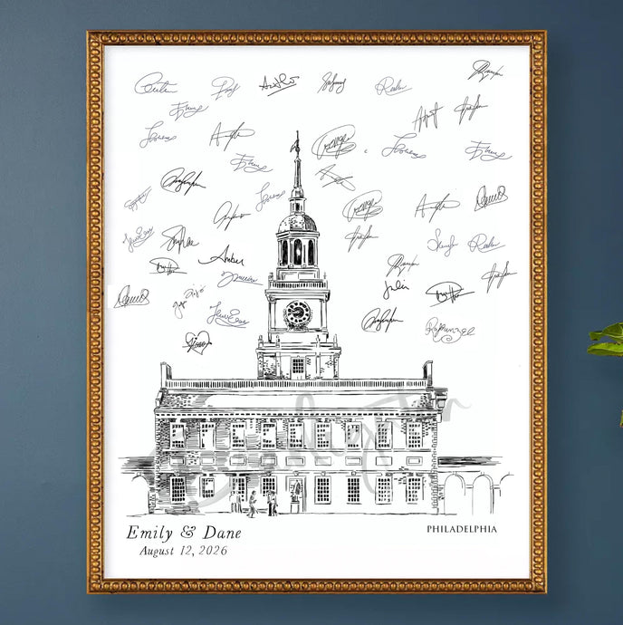 Independence Hall Wedding Guestbook Philadelphia Guest Book Custom Alternative Guestbook Wedding Sign-In, Retirement Gift