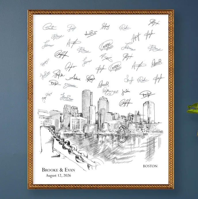 Boston Wedding Guest Book Custom Alternative Guestbook Idea Personalized Unique Guest Book Wedding Sign-in, Retirement Gift