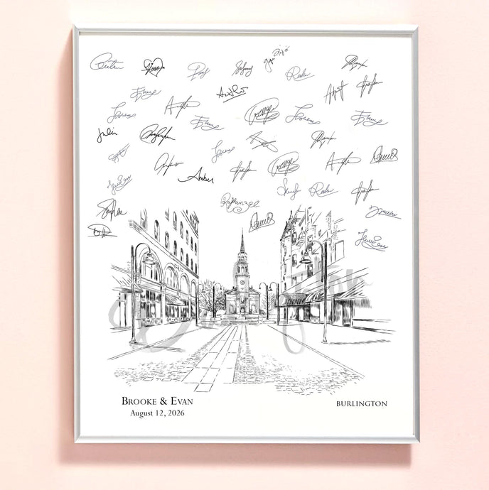 Burlington Wedding Guest Book Vermont Wedding Sign-In Guestbook Custom Guestbook Alternative, Retirement Gift